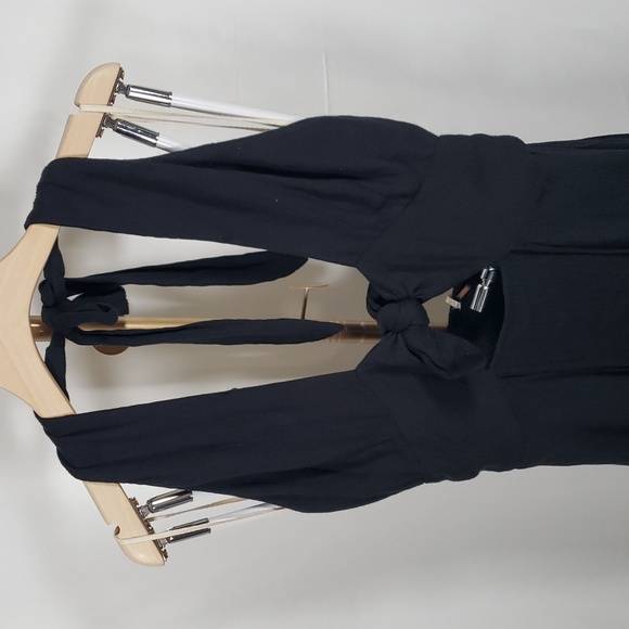 Free People Black Halter Maxi Dress Backless Tie Front Boho Festival XS NWOT - Picture 4 of 10